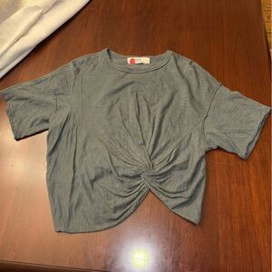 FP Free People Beach Top Cropped  Slub Knit Olive Green Boho Summer Beach